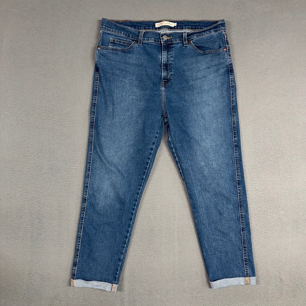 Signature Levis Jeans Womens 14 Blue Mid-Rise Boyfriend Cuffed Heritage Denim